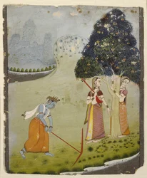 Balaram Drawing Water for Krishna, mid 1700s